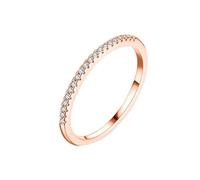 S925 Sterling Silver Anniversary Ring Band, Half Eternity Gold Plated Engagement Ring and Band with Cubic Zirconia for Women Size I 1/2