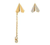 S925 Sterling Silver Asymmetric Paper Airplane Stud Earrings