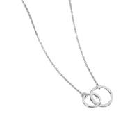 S925 sterling silver car flower double ring simple fashion Joker Necklace female (White gold)