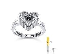 S925 Sterling Silver Cardinal Hummingbird Urn Ring for Ashes Blue Jay Red Bird Rings Heart Keepsake Memorial Jewelry Gifts, Sterling Silver, Cubic Zirconia