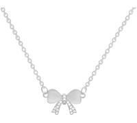 S925 Sterling Silver Cat'S Eye Stone Bow Pendant Necklace Dainty Clavicle Chain Glamour Choker Allergy- Jewelry For Her Women Girls