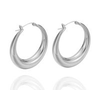 S925 Sterling Silver Chunky Hoop Earrings Big Silver Hoops Earrings For Women Huggies Earrings Hypoallergenic Earrings Lightweight Hoops Earrings With Sterling Silver Post For Girls