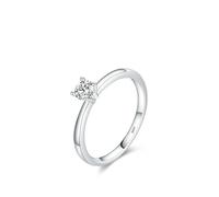 S925 Sterling Silver Classic Four-Claw Ring Small Exquisite Single Diamond Elegant Personality Versatile Women's Ring-silver-7