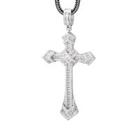 S925 Sterling Silver Cross Full Diamond Pendant, Christian Ladies Cross Necklace Pendant,Silver,Single Pendant