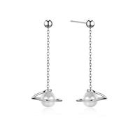 S925 Sterling Silver Crystal Pearl Pendant Earrings Personality Celestial Rotation Ladies Party Exquisite Jewelry