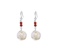S925 Sterling Silver Decorative Dried Glass Flower Earrings Short Stars Earring Hook Simple Temperament Earrings Flowers Super Fairy ear Jewelryplatinum, Silver, LJBLEUSK