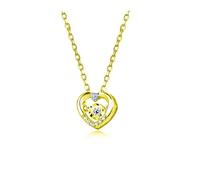 s925 Sterling Silver Diamond Heart Necklace Female Version of The Small Temperament Beating Heart Pendant (Gold)