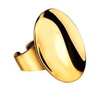 S925 Sterling Silver Dome Statement Ring High-Polish Pebble Bean Design Chunky Minimalist Stackable Rings for Women 18K Gold Plated Fashion Accessories for Casual Wear Gold