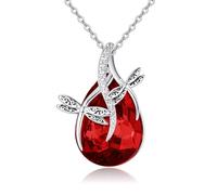 S925 Sterling Silver Dragonfly Teardrop Birthstone Necklace for Women, Dainty Dragonfly Pendant Necklace Jewelry Gift for Wife
