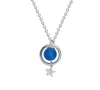S925 Sterling Silver Dream Blue Surround Planet Pendant Fresh Clavicle Chain Student Accessories Sterling Silver Necklace, Silver 925, LJBLEUSK