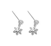 S925 Sterling Silver Earrings Korean Woman Fresh Wild Delicate Christmas Snowflake Diamond Earrings Sterling Silver Nails, Silver 925, LJBLEUSK