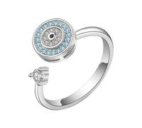 S925 Sterling Silver Evil Eye Fidget Ring,Spinner Rings for Women,Rotating Anxiety for My Daughter,Mom,Wife,Girlfriend,Sister,Friends