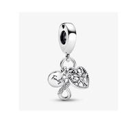 S925 Sterling Silver Family Infinity Triple Dangle charm for women bracelet Gifts For Women / friend birthday gifts