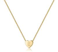 S925 Sterling Silver Heart Initial Necklace - White Gold 14K Gold Plated Silver Heart Initial Necklace for Women Girls Kids, Dainty Letter Tiny Alphabet Initial Necklace for Women Teens Girls Child