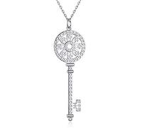 S925 Sterling Silver High-Grade Non-Allergic Jewelry Key Shape Full Diamond Pendant Necklace