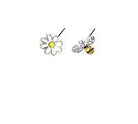 S925 Sterling Silver Korean Style Small Earrings Daisy Girl Animal Bee Small Earrings Flowers Freshwhite, Silver 925, LJBLEUSK
