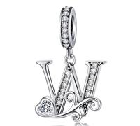 S925 Sterling Silver Letter Charm Fit for Pandora Charms Bracelet Alphabet Initial Dangle Charms Jewelry Gifts for Women W