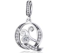 S925 Sterling Silver Letter Charm Fit for Pandora Charms Bracelet Alphabet Initial Dangle Charms Jewelry Gifts for Women Q
