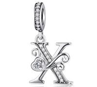 S925 Sterling Silver Letter Charm Fit for Pandora Charms Bracelet Alphabet Initial Dangle Charms Jewelry Gifts for Women X