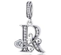S925 Sterling Silver Letter Charm Fit for Pandora Charms Bracelet Alphabet Initial Dangle Charms Jewelry Gifts for Women R