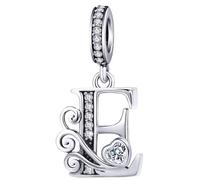 S925 Sterling Silver Letter Charm Fit for Pandora Charms Bracelet Alphabet Initial Dangle Charms Jewelry Gifts for Women E