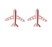 S925 Sterling Silver Little Airplane Rhinestone Plane Stud Earrings