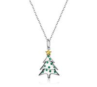 S925 Sterling Silver Minimalist White Christmas Tree Set With Nano Green Zirconium Pendant Without Chain Christmas Eve Christmas