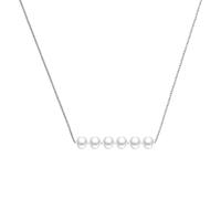 S925 Sterling Silver Necklace, 17.72 in with 6 Curved Pearls, Minimalist Design, Elegant and Long-Lasting for Daily Wear
