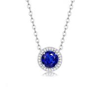 s925 sterling silver necklace 6mm natural sapphire woman jewelry wedding party birthday