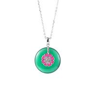 S925 Sterling Silver Necklace Nephrite White Jade Pendant Clavicle Chain Small Peaceful Buckle Bead for Women Green