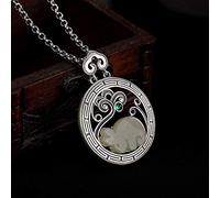 S925 Sterling Silver Necklace Women White Rabbit Jade Classic Pendant Simple Palace National Wind Fashion Exquisite Gift, LJBLEUSK