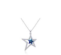 S925 Sterling Silver Necklace Women'S Elemental Crystal Clavicle Chain Star Short Necklace
