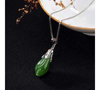 S925 Sterling Silver Necklace Women's Natural Mosaic Orchid Jasper Pendant Classic Simple Palace National Wind Fashion Exquisite Gift, LJBLEUSK