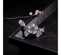 S925 Sterling Silver Necklace Women's Red Flower of The South in Difficulty Classic Simple Palace National Wind Fashion Gift Exquisite, LJBLEUSK