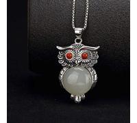 S925 Sterling Silver Necklace Women's South Owl Embedded Red Agate Classic Pendant Simple Palace National Wind Fashion Exquisite Gift, LJBLEUSK