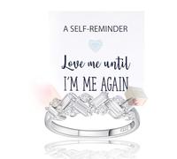 S925 Sterling Silver Nobody Has It All Together Band Ring, Plated with 18K White Gold Cubic Zirconia Band Ring, Irregular White Self Love Ring, Embrace your Imperfections Gift for Women (Set A,US-7)
