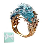 S925 Sterling Silver Ocean's Oath Jewelry, Ocean's Oath Jewelry Set, Silver/Gold Adjustable Ocean's Oath Earring/Necklace/Ring/Bracelet, Ocean Series Jewelry Set for Women Girls (Ring, Silver)