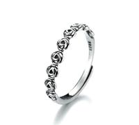 S925 Sterling Silver Personality Creative Romantic Rose Flower Ring Women's Exquisite Small Cold Index Finger Ring-silver-Adjustable opening
