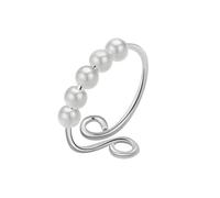 S925 Sterling Silver Ring Christmas Ins Style Women Birthday Gift Opening Adjustable With Rotating Pearl Ring Vogue Jewelry