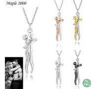 (S925 Sterling Silver, Rose Gold) S925 Sterling Silver Coupe Hugging Pendant Necklace Love Style Necklace Charm Jewelry Valentine's Day Gift For Wife Girls