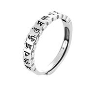 S925 Sterling Silver Six Characters Ring Vintage Ins Hipster Fashion Index Finger Ring Mother's Day Gifts