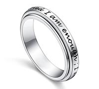 S925 Sterling Silver Spinner Fidget Ring for Anxiety Stress Relief Boredom ADHD Autism Rings, Sterling Silver, Cubic Zirconia