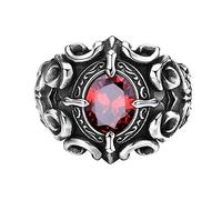 S925 Sterling Silver Vintage Floral Men's Gemstone Ring, Men's Sterling Silver Open Adjustable Gemstone Ring,Silver,8