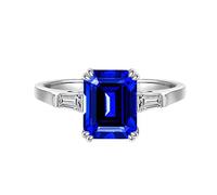 S925 Sterling Silver Wedding Ring With Sapphire Valentine's Day Gift Engagement Ring Holiday Birthday Party Light Luxury Gift