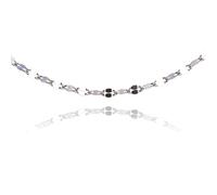 S925 Sterling Silver with White Gold Plated Hypoallergenic 1.7mm Blade Tennis Link Chain Lobster Clasp Princess 18" Chains for Women Jewelry Making Findings