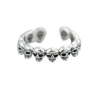 S925 Sterling Skeleton Ring Retro Gothic Skull Skeleton Open Adjustable Thumb Rings Jewelry Gifts for Women Christmas Halloween,