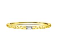 S925 Wedding Band Anniversary with Cubic Zirconia, Sterling Silver Gold Plated Engravable Wedding Ring Solitaire for Women Size P 1/2