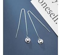 S925 White Fungus Wire, Ladies Fashion Simple Round Earrings with Diamonds Pair of S925