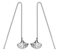 S925 White Mushroom Line Female Style Korean Art ear Line Ginkgo Leaf Soft long Earrings Woman One Pair, LJBLEUSK