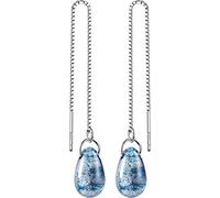 S925 White Mushroom Line Women's Korean Fashion Forest Blue Drop Shaped Ear Line Long Temperamentear Line, LJBLEUSK